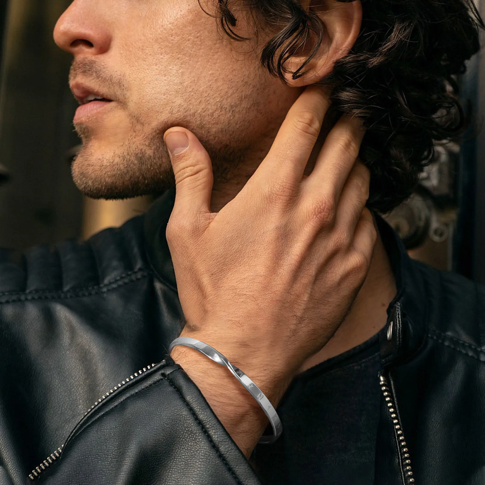 Men's Stainless Steel Solid Metal Mobius Viking Twisted Bracelets