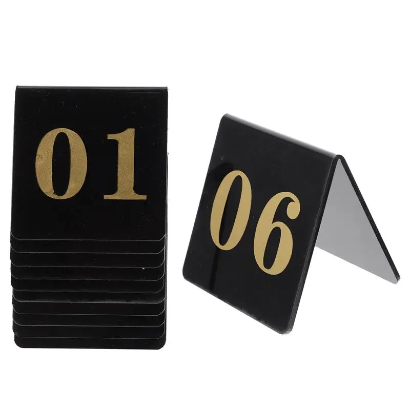 10Pcs Acrylic Table Numbers For Wedding Tent Cards Banquets Receptions Double-Sided Digital Table Number Plate For Hotel Banquet