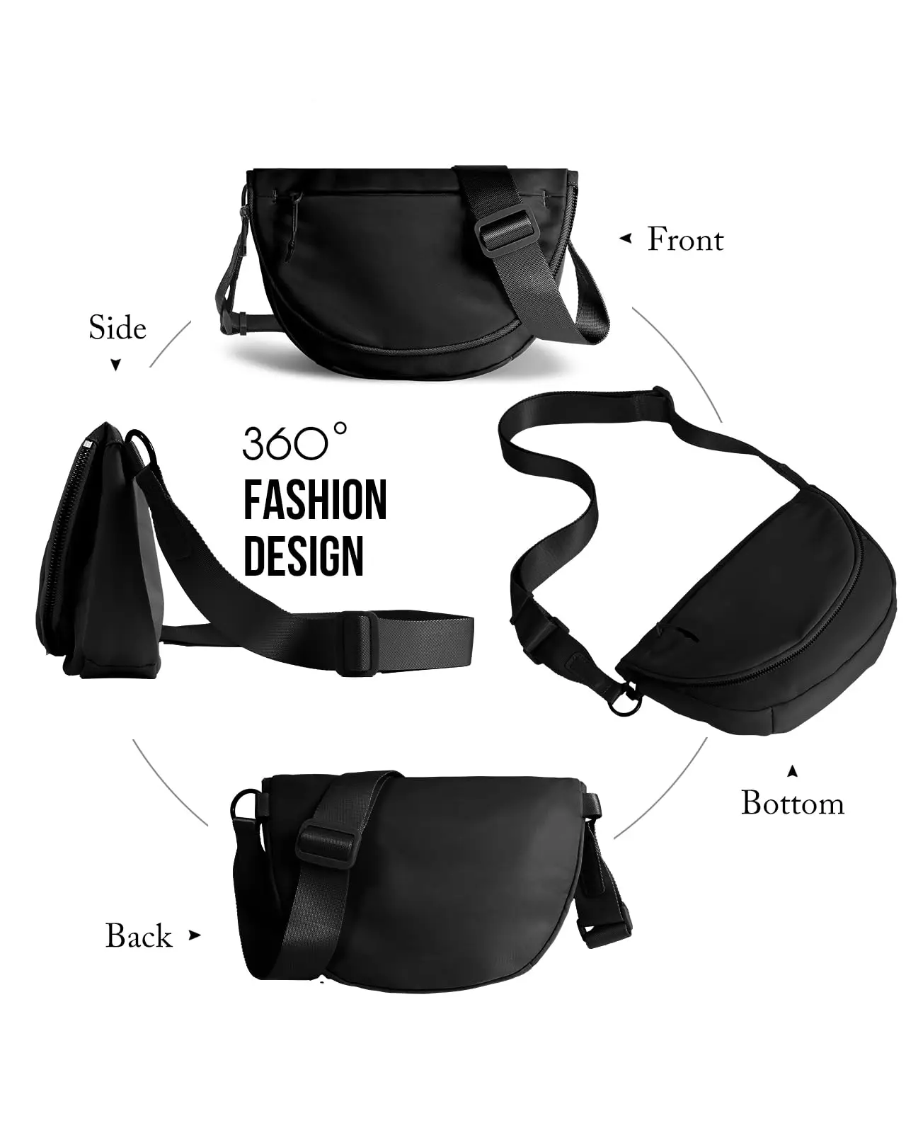 Micro 2L Crescent Moon Bag for Women and Men, Fashion Nylon Folding Single Shoulder Bag Suitable for Exercise/Running/Hiking 4