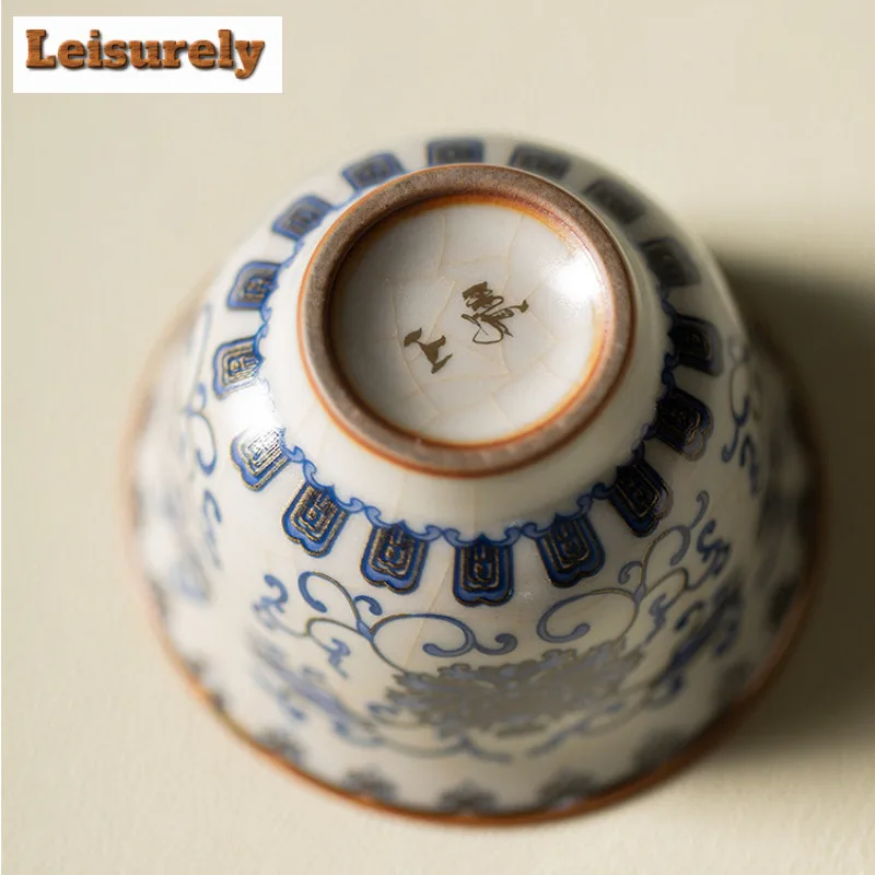 2pc/lot Ru Kiln Teacup Elegant Tea Bowl Cup For Tea Tea-tasting Fragrance Cup Chazhan Master Cups Chinese Tea Set Accessories