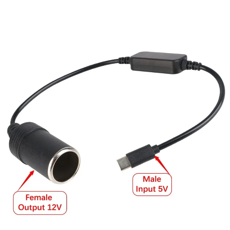 5V  12V 변환기 케이블 연장기 USB 유형 C 충전기 담배 라이터 소켓 전원..