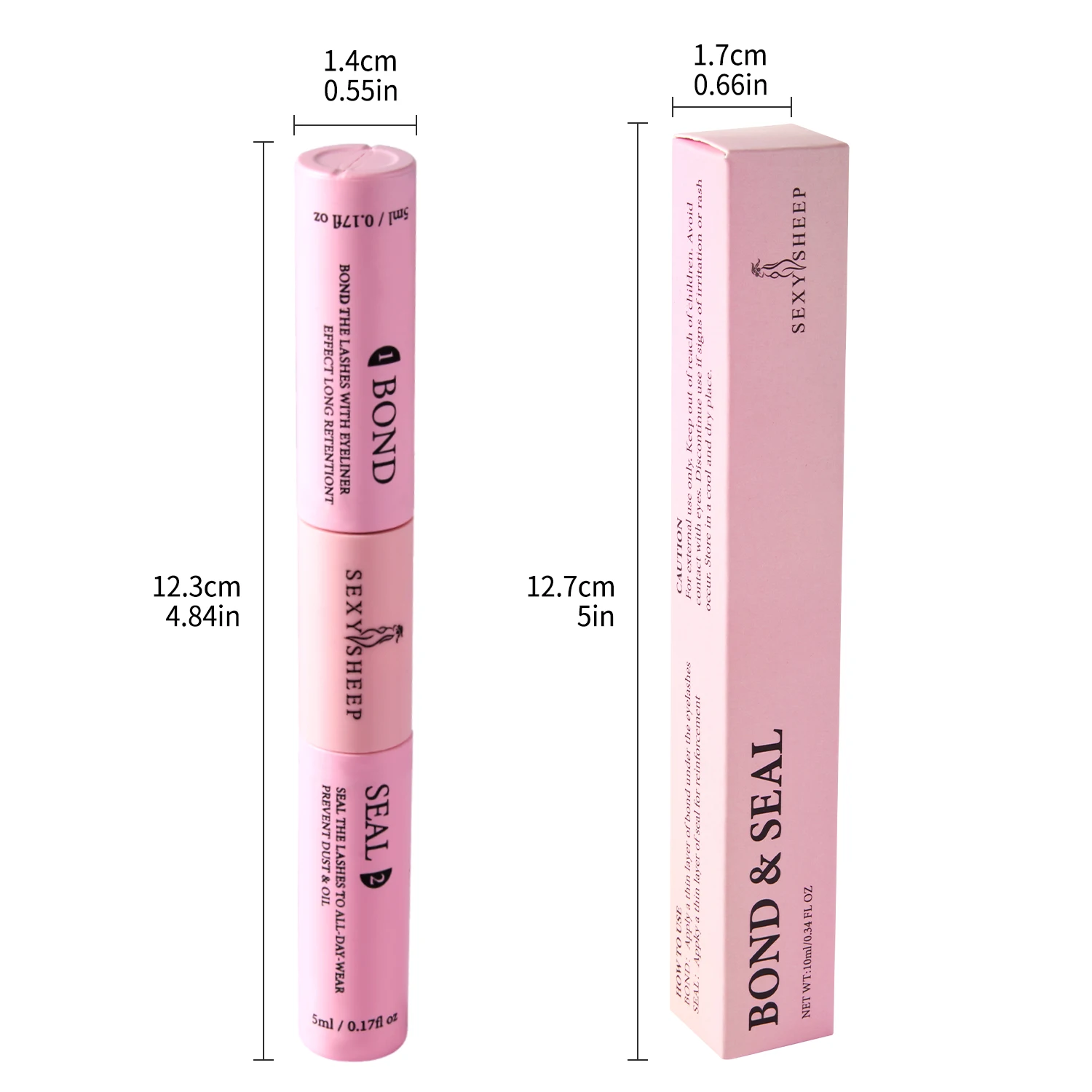 Eyelash Glue and Seal for Eyelash Clusters Strong Fixed  Eyelash Glue Lasting 48H 2 in 1(5ml Black Glue + 5ml Clear Seal) 5