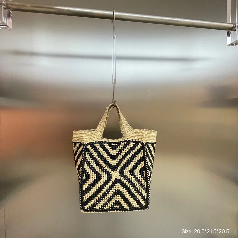 Women Lafite Straw Tote Bag small Vintage Vacation Shoulder Bag Everything Casual Handbag Designer Hollow Summer Beach Bag