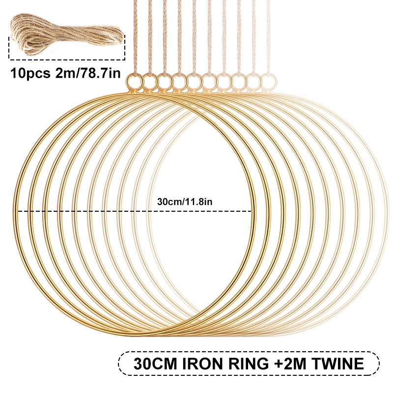 Confezione da 6 cerchi floreali in metallo da 30 cm con supporto in