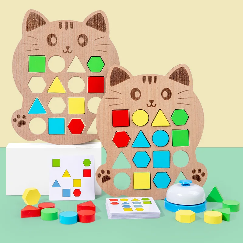 

Montessori Baby Toys 3-6 Years Geometric Shape Color Matching 3D Puzzle Parent-child Interactive Battle Game Early Education Toy