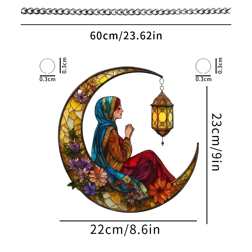 1pcs 2D Acrylic Ramadan Window Door Sign Hanging Decoration-Eid Mubarak & Happy Mawlid Al Nabi  Ramadan Festival Decoration 6