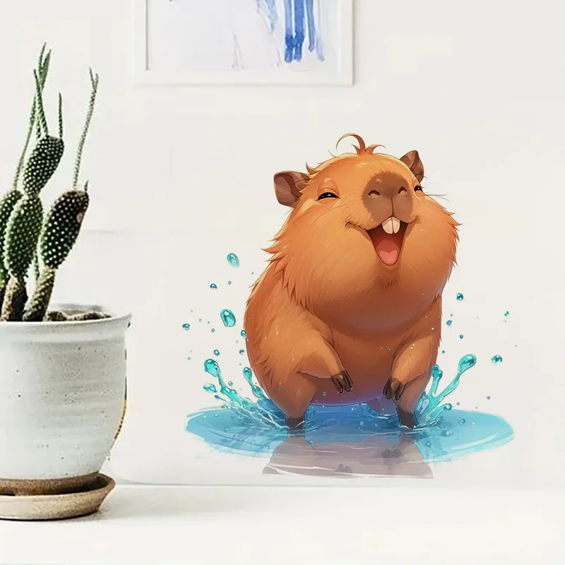 Cute Kawaii Capybaras Toilet Lid Stickers, Apply for Wall, Door, Cabinet, Window, Car Decoration, Vinyl Animal Decals