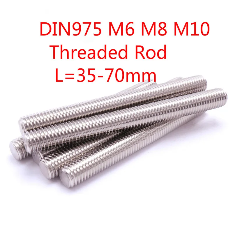 

5pc DIN975 M6 M8 M10 Threaded Rod Full-Thread Bar 304 Stainless Steel Fasteners Silver L=35-70mm 40mm 50mm 60mm 70mm 45mm 55mm