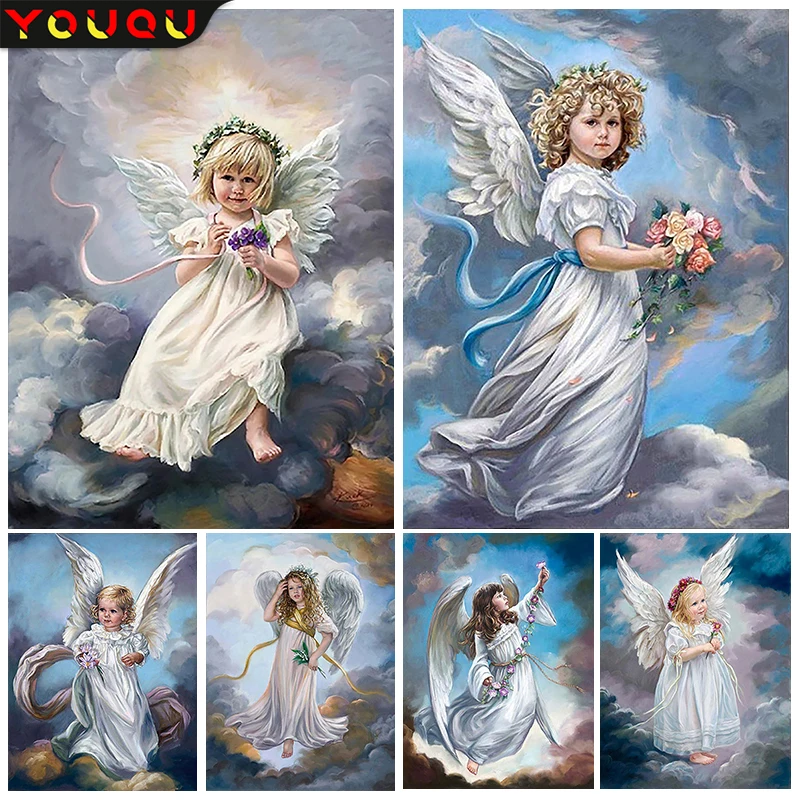 

Алмазная живопись YOUQU, алмазная вышивка «сделай сам», вышивка крестиком 5D «маленький ангел», мозаика, картина ручной работы, искусство, украшение для дома