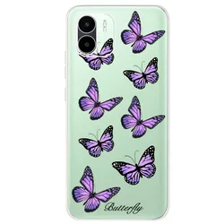 Cute Cat and Butterfly Pattern Soft Silicone Phone Case for Redmi A1 (Gray pink)