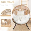 Wicker Egg Chair PE Rattan Chair with Cushion,Oversized Patio Lounge Chair for Outdoor, Indoor, Balcony, Backyard, Garden, Beige 5