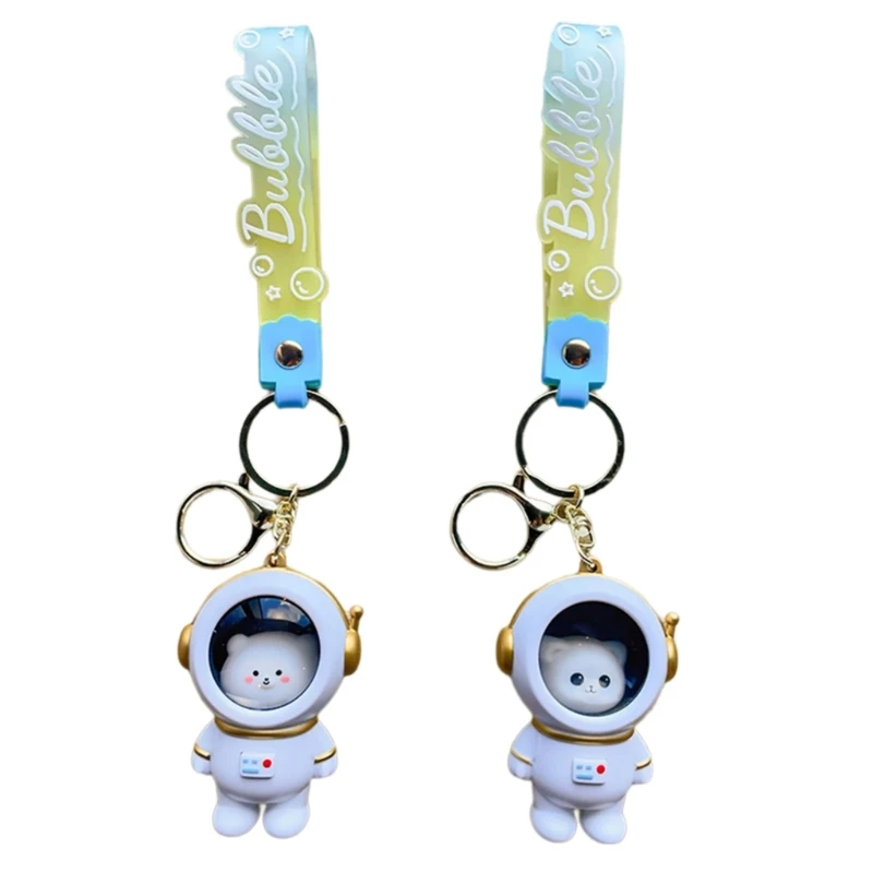 

50JB Space Bear Bag Charm LED Key Chain Mini Astronaut Pendant Keyring Charm