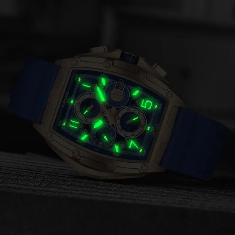 LIGE-Relógio quadrado de silicone para homens, relógio esportivo casual, cronógrafo impermeável, relógio de quartzo, moda masculina
