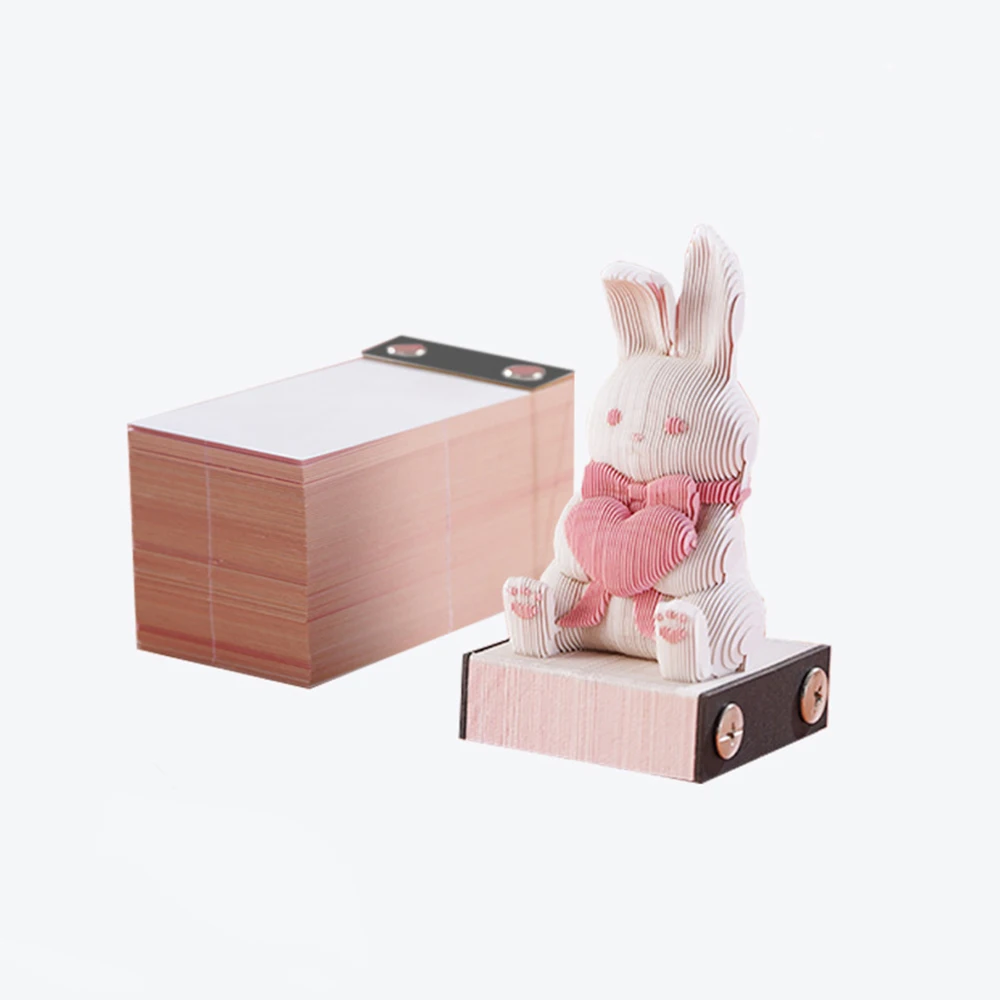 3D 귀여운 토끼 메모 패드 노트, 종이 노트, 귀여운 책상 장식 액세서리, 입체 토끼 메모 패드