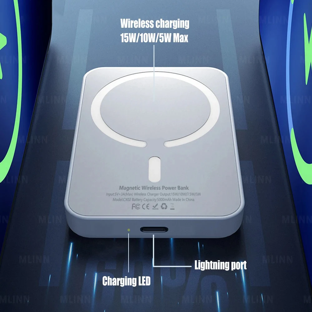Magnetic Powerbank For Apple External Battery Portable Wireless Power Bank Charger for Magsafe iPhone Spare Battery 2