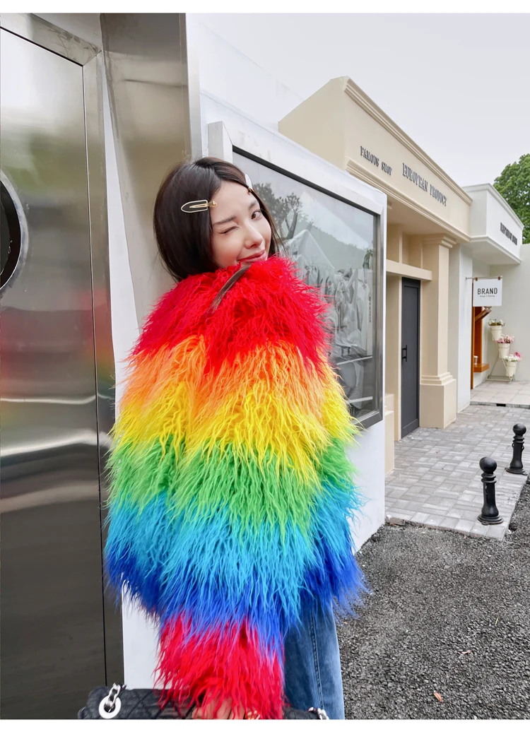 Colorful Faux Fur Jacket  Fall/Winter New Fashion Coat for Women