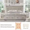Farmhouse King Size Bed Frame with 54" Tall Geometric Headboard & 2 Large Storage Drawers, Rustic Wood Platform Bed 6