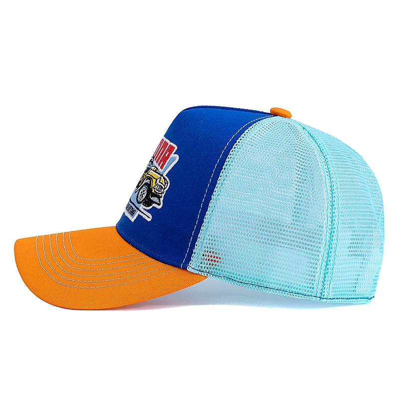 New Style Unisex Summer Fishing Cap Breathable Mesh Trucker Hat Men Women Big Truck Embroidered Pattern Snapback Outdoor Hat