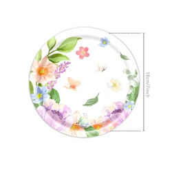 Elegant Floral Butterfly Disposable Party Set - Plates & Cups - 30pcs (MINT GREEN)