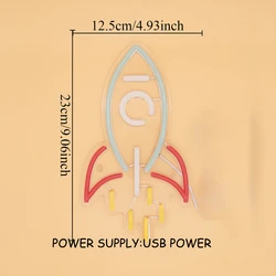 Vibrant Rocket LED Neon Light - 23x12.5 cm (Colorful Rocket)