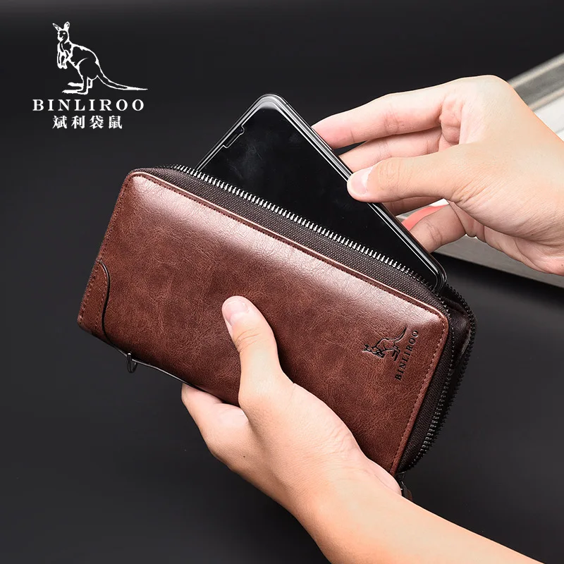 Large Zipped Men's Leather Wallet with RFID Protection