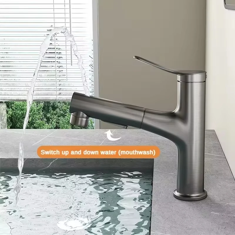 バスルーム用のデラックスウォーターシンク,温水と冷水用のミキサータップ,真ちゅう製バスルーム蛇口,浴室用 バスルームのシンク引き出し式温水および冷水ミキサー蛇口バスルーム用