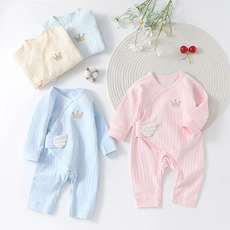 

Детский хлопковый комбинезон в полоску, с крыльями ангела