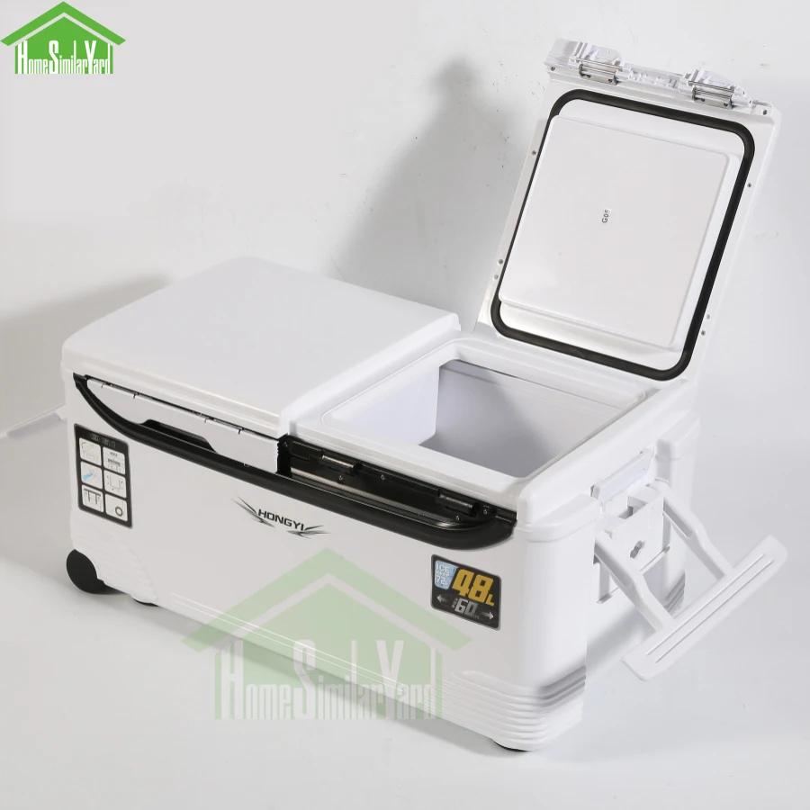 40-48L Camping Cooler Box Picnic Fishing Large Capacity Portable Keep Cold Trolley Box 10-72H Insulation Food Storage