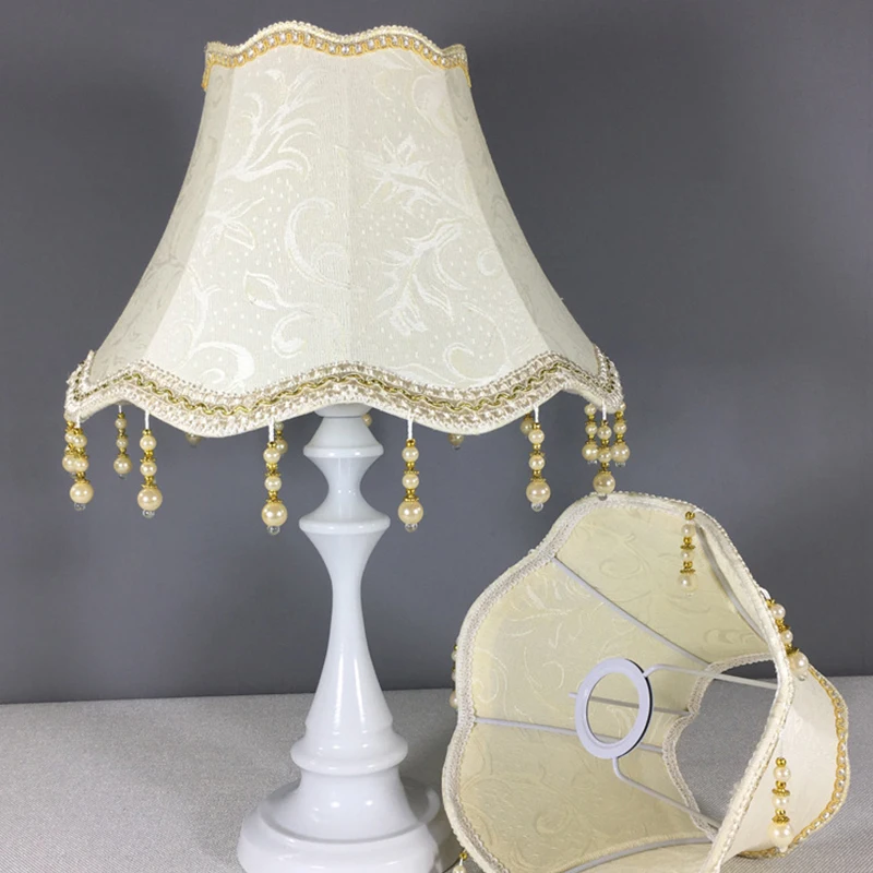 Evropský styl stůl lampa stín textilie okrajové korále krajka zeď lampa stůl lampcover dekorace podlaha lampa prach obal domácí dekorace