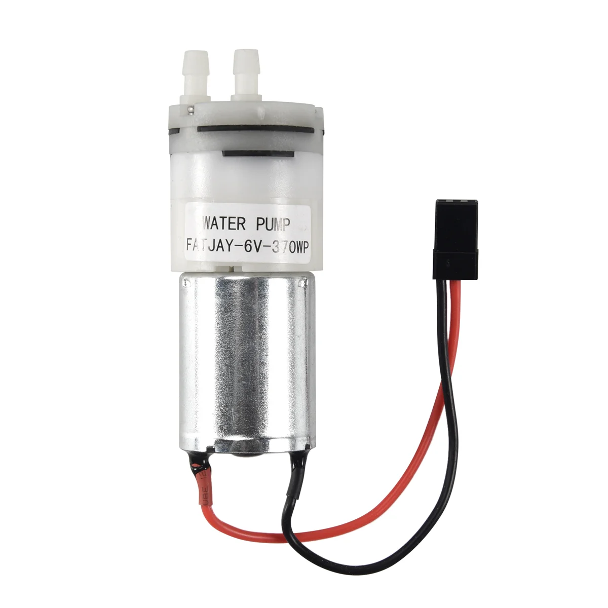 Détail des raccords de la pompe à eau 370 silencieuse pour bateau RC, utilisée pour le refroidissement moteur et ESC.