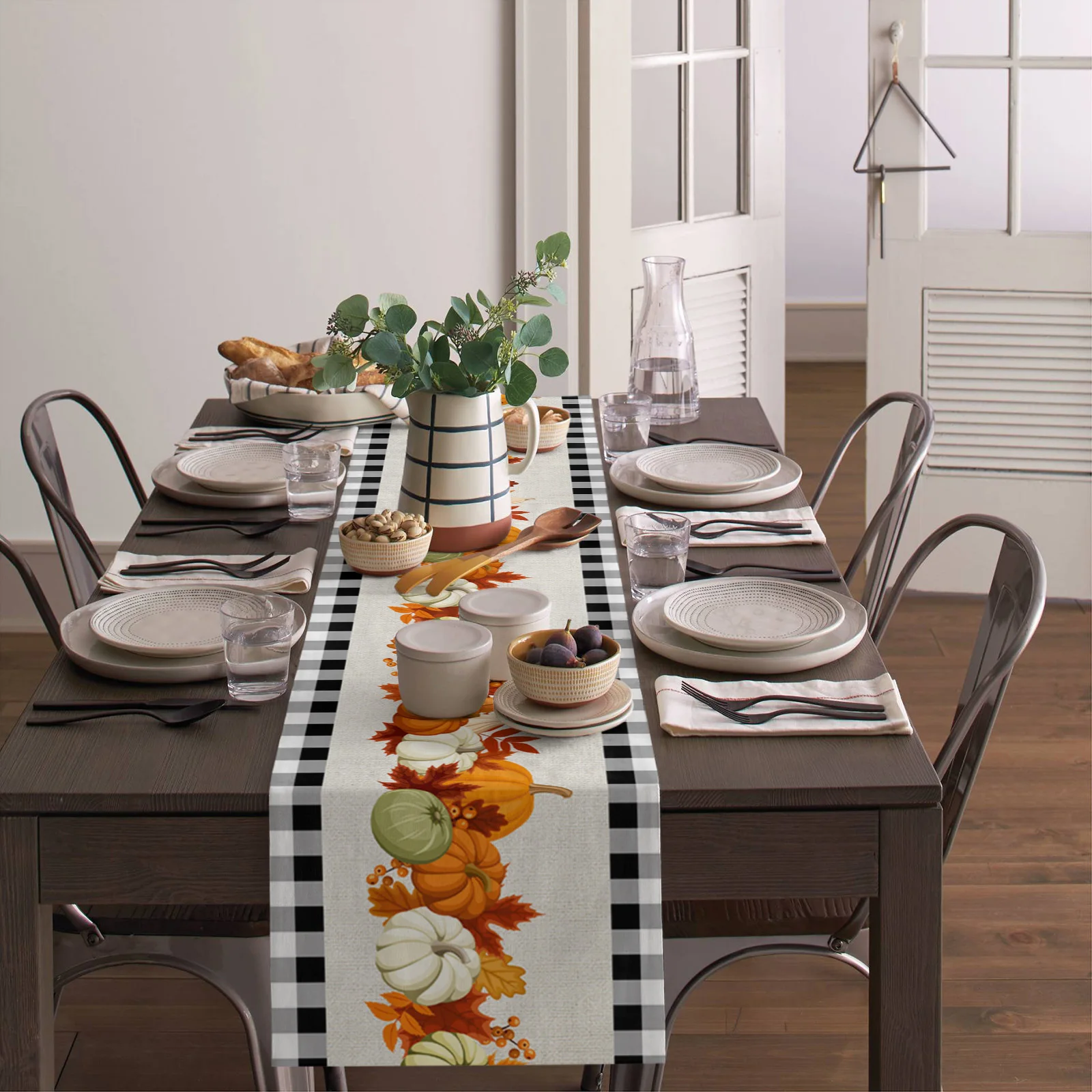 

Добро пожаловать на осень, День благодарения, настольные бегунки с тыквой, Декор для дома, кухни, кафе, праздничные аксессуары для свадьбы, вечеринки, настольные флажки