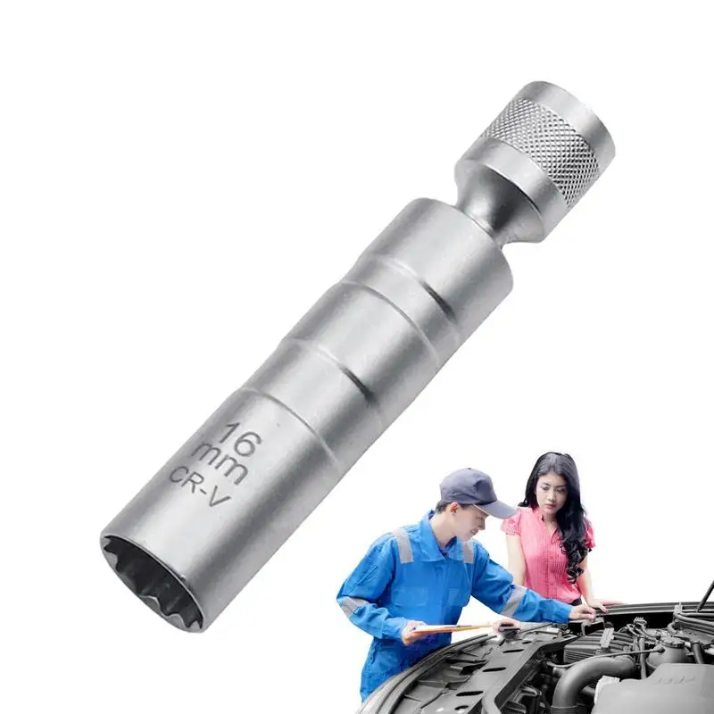 

Swivel Spark Plug Socket Magnetic Swivel Socket Removal Tool 12-Point Design Removal Tool For Sedans RVs Mini Cars And SUVs