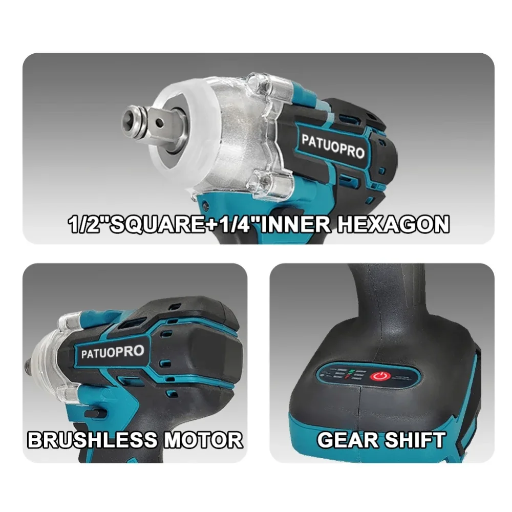 500N.m Electric Cordless Impact Wrench 2-Speed 1/2 Inch Brushless Electric Wrench Power Tool For Makita 18V Battery (No Battery) 4