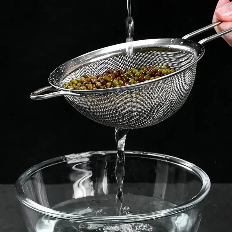 Mesh Strainer Set of 3 Stainless Steel Fine Long Handle Food Skimmer for Kitchen Cooking and Sifting