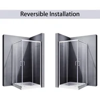 Corner Showers Door 34 in.D X 34 in. W X 72 in. H, Enclosure with Shower Base, with 1/4" Tempered Glass Shower Doors 2