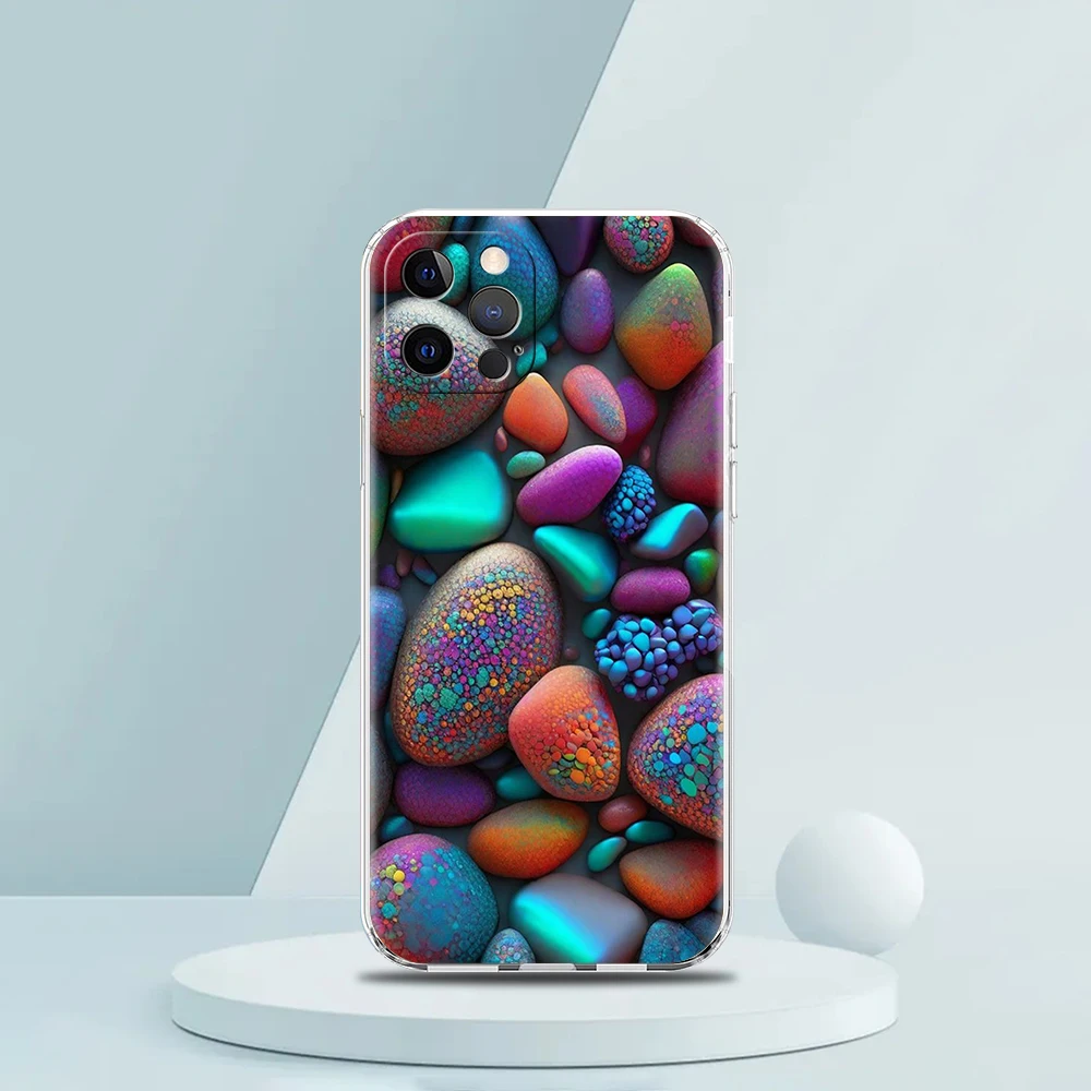 Elegant Transparent Stone-Patterned Phone Case - Soft Shell Cover