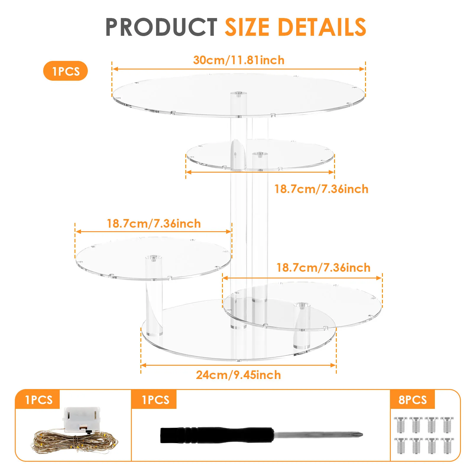 4 Tier Acrylic Cupcake Stand Transparent Cake Holder Dessert Display Holder Large-Capacity Cupcake Tower Stand For Wedding Party