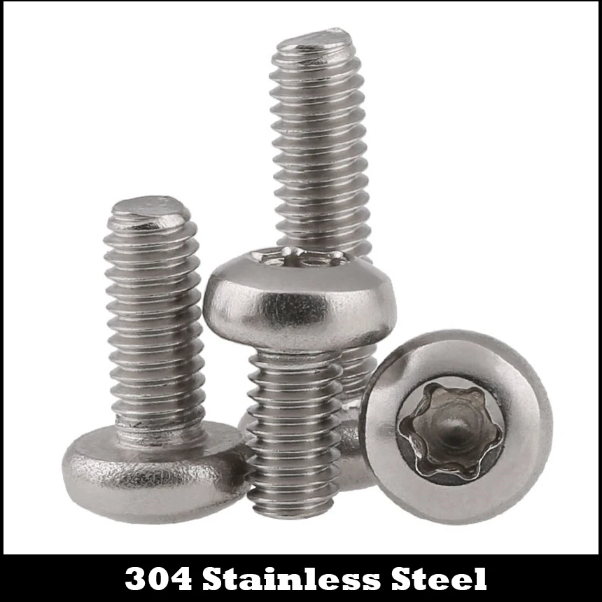 

M3 M3*10 M3x10 M3*12 M3x12 M3*16 M3x16 304 Stainless Steel 304ss DIN7985TX Torx Six Lobe Round Pan Head Machine Security Screw