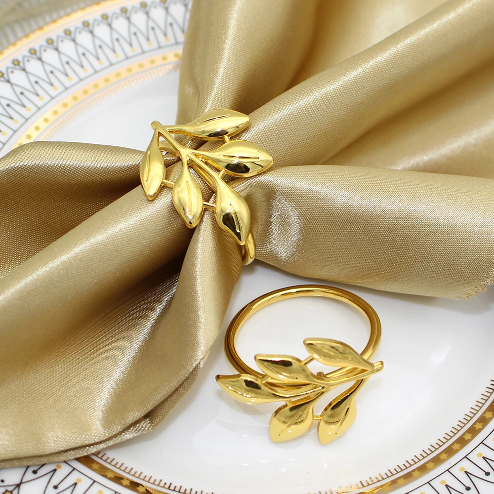 Gold Leaf Napkin Rings Napkin Holder 6Pcs For Christmas Thanksgiving Wedding Dinnig Table Decoration christmas napkin holder,napkin ring