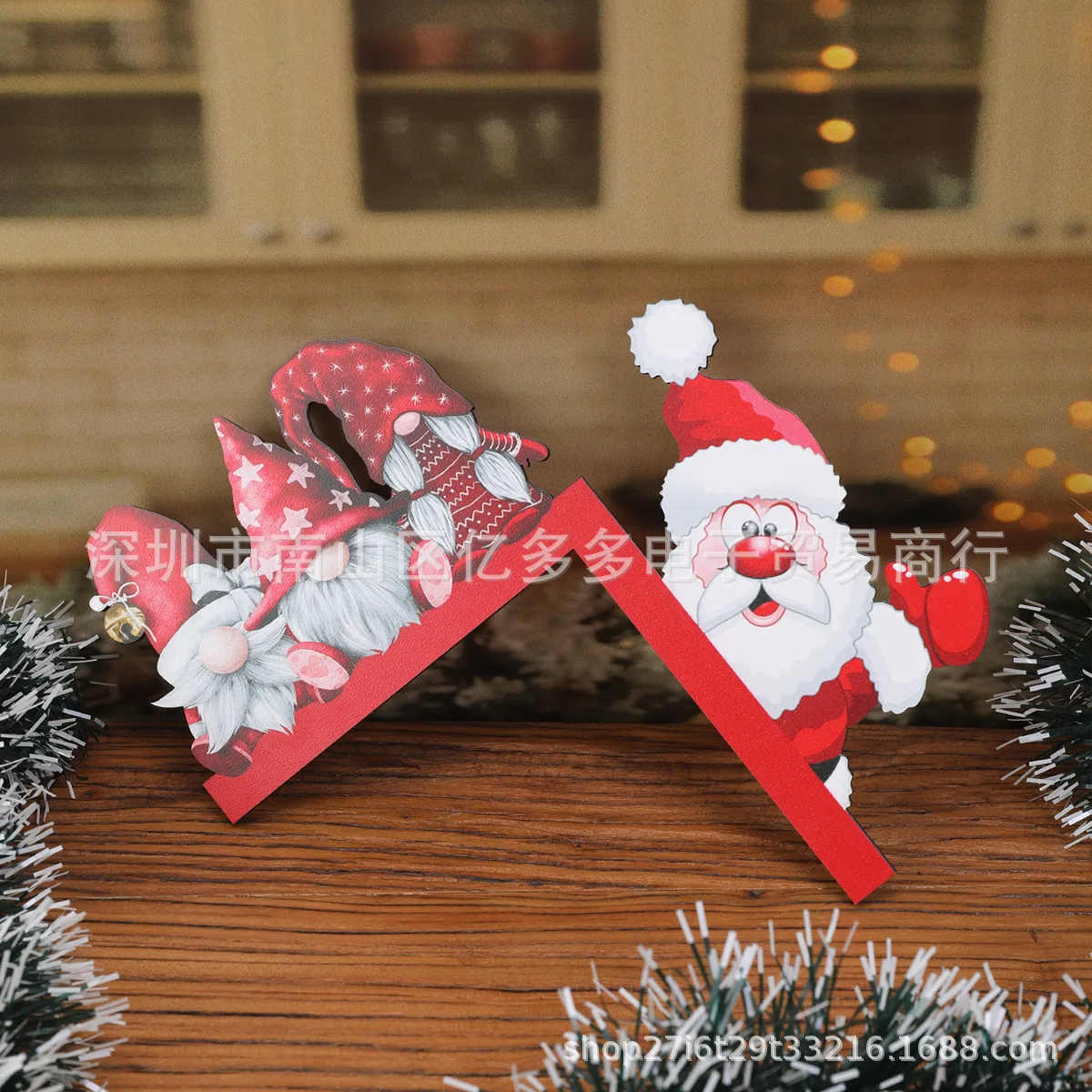 Christmas Door Frame Decorations Wooden Decorations Santa Claus Christmas Elk Wood Crafts Christmas Decorations Navidad Pendant