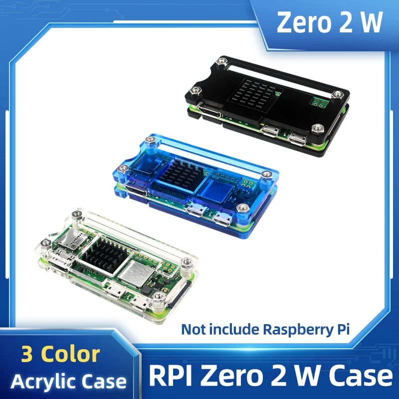 Raspberry Pi Zero 2 W Custodia In Acrilico Trasparente Nero Blu Shell Dissipatore Di Calore Passivo Opzionale Per Raspberry Pi Zero 2 W