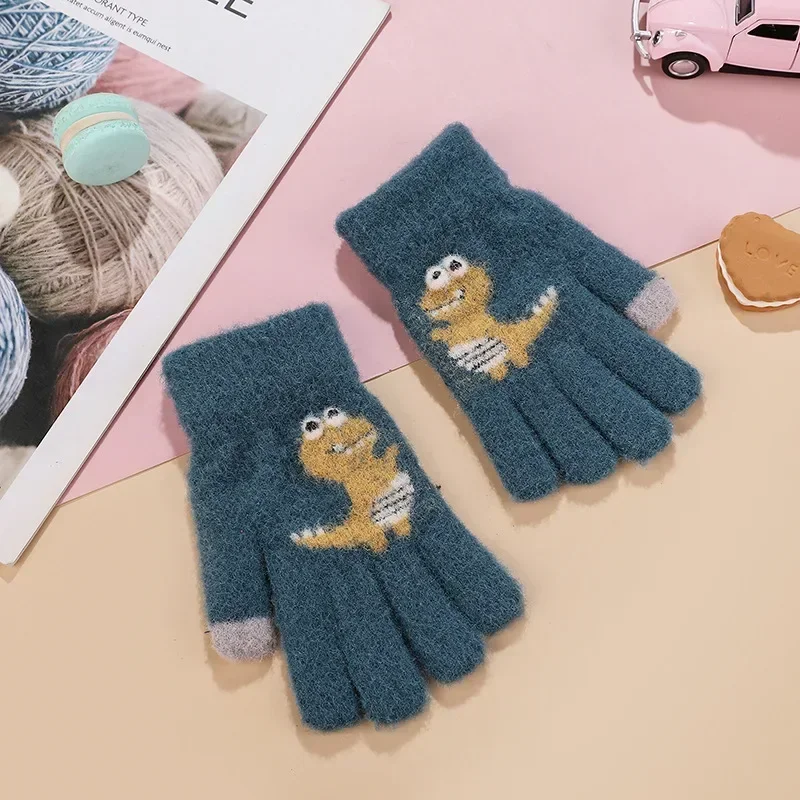 2025New Children's Gloves Cute Dinosaur Five Finger Finger Mittens Winter Men and Women Baby Warm Gloves Kids Winter Accessories