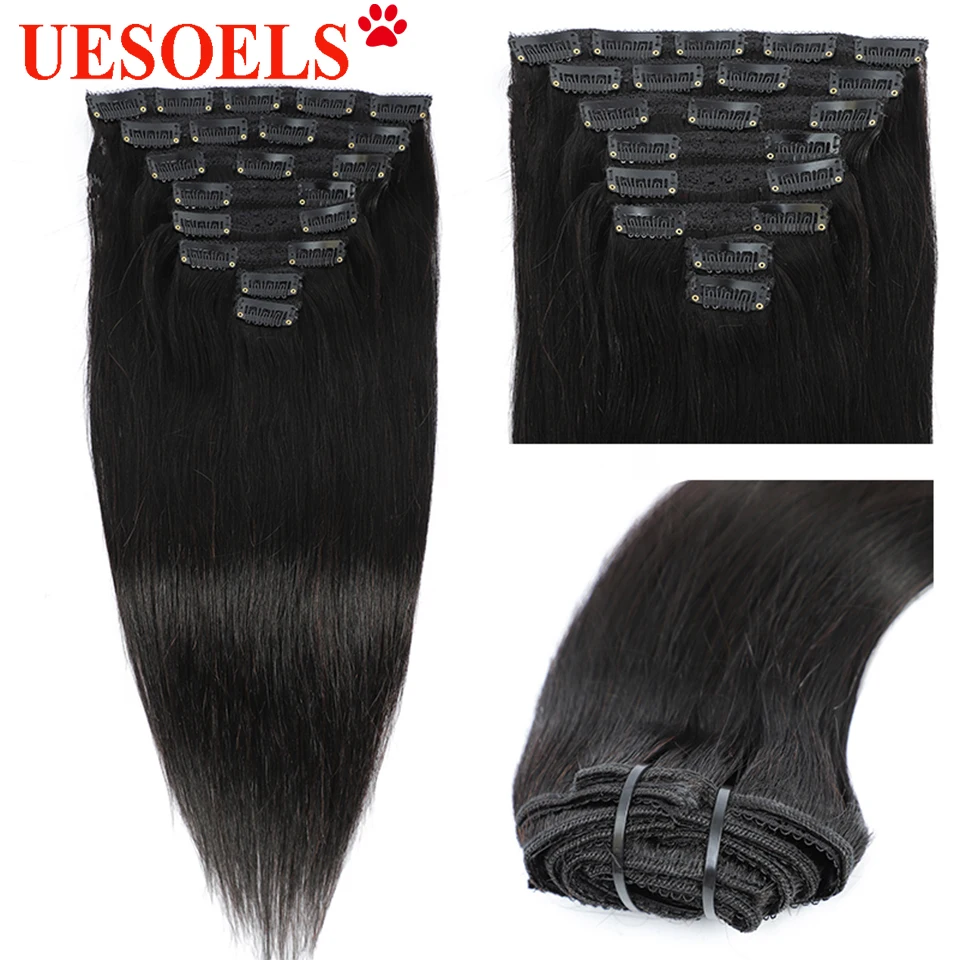 Long Straight Clip in Human Hair Extensions 8pc/set 120g Remy Human Hair Natural Color Body Wave Extensions Clip-ins Full Head