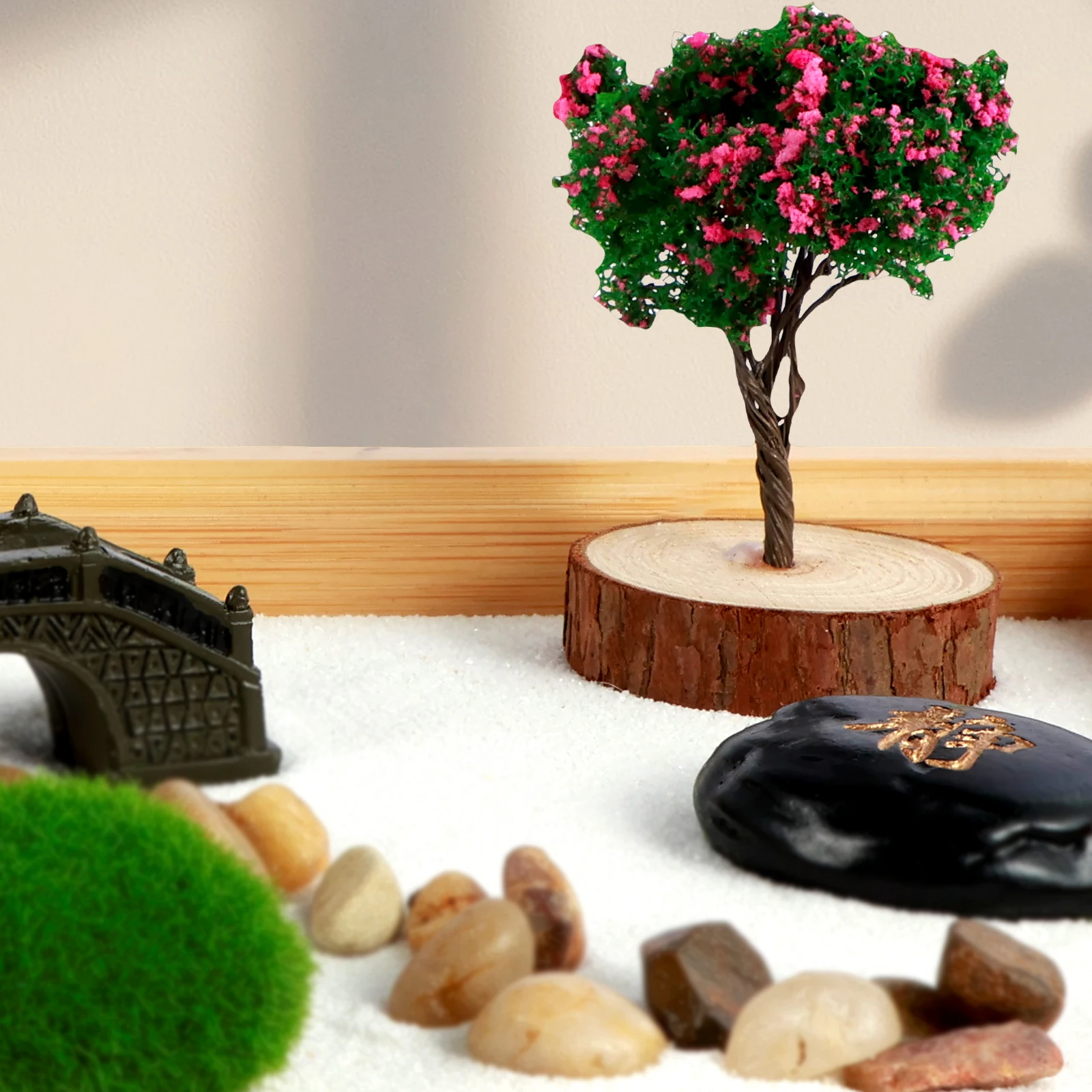 Zen Garden For Desk – 21pc. Japanese Zen Sand Garden Kit For Home, Office Desktop, Beautiful Gift, Therapy, Meditation Mini Decor Set– 11x8in. Large Sand Tray, Rocks, Black Rake Tools & Accessories - View #2