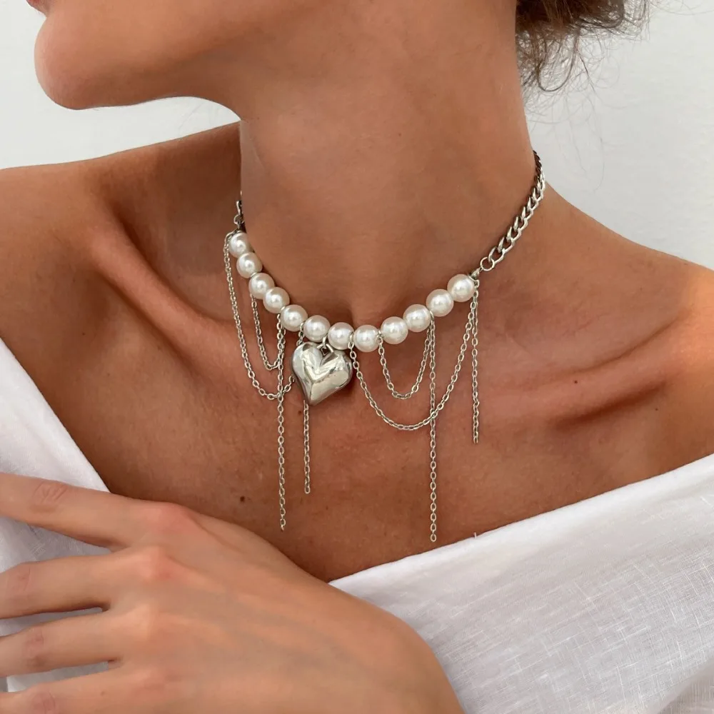Necklace Elegant Irregular Imitation Pearl Beads for Women Vintage Party Wedding Tassels Choker Fashion Jewelry Accessories Gift