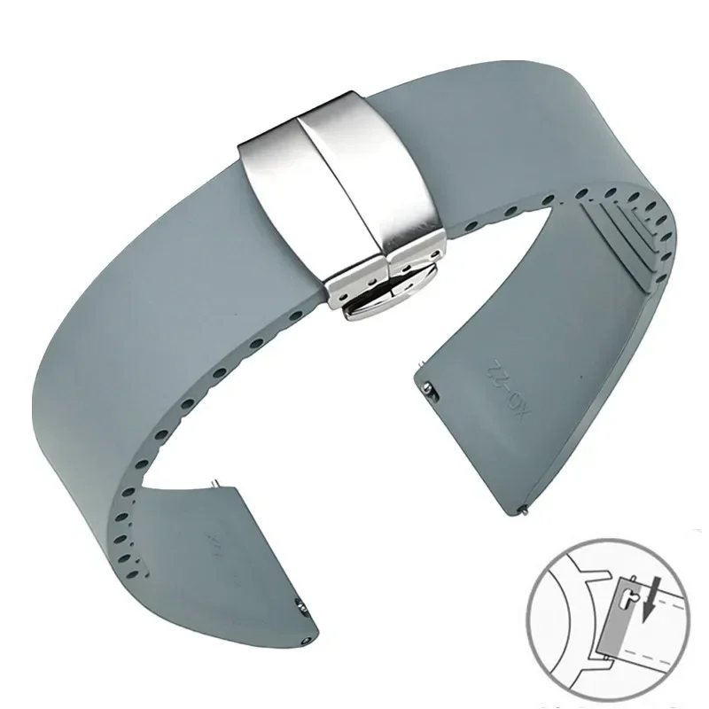 Premium FKM Rubber Quick Release Watch Band with Butterfly Buckle