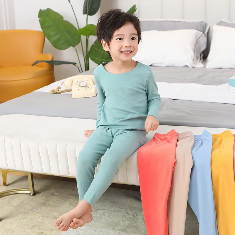 Children Underwear Suits Autumn Winter Kids Thermal Underwear Sets Baby Warm Clothes Boys Girls Tops + Pants Sleepwear Pajamas Soft Warm Children Clothing