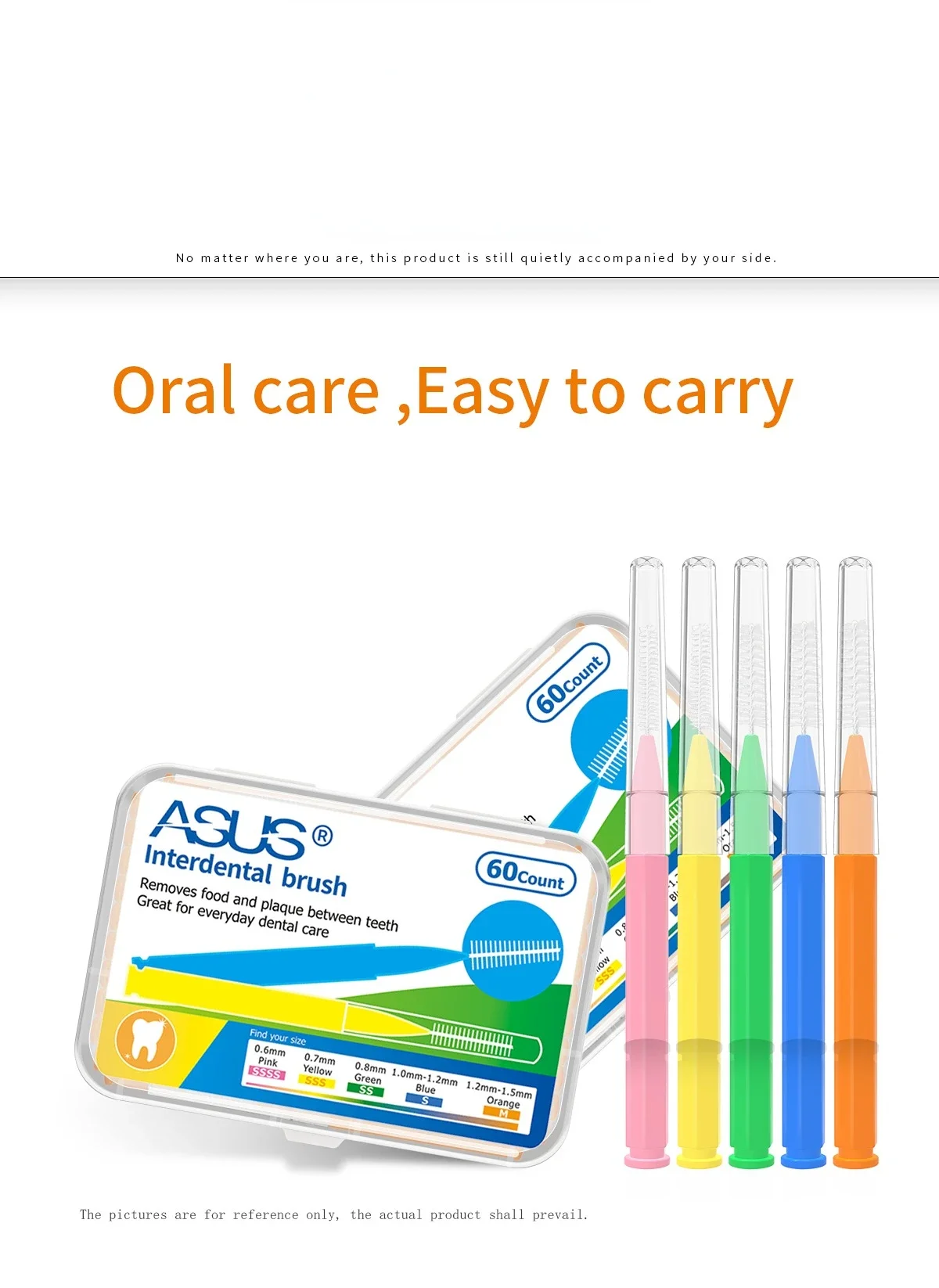 60pcs 0.4mm-1.5mm Interdental Brushes Health Care Tooth Interdental Cleaners Orthodontic Dental Teeth Brush Oral Hygiene Tool