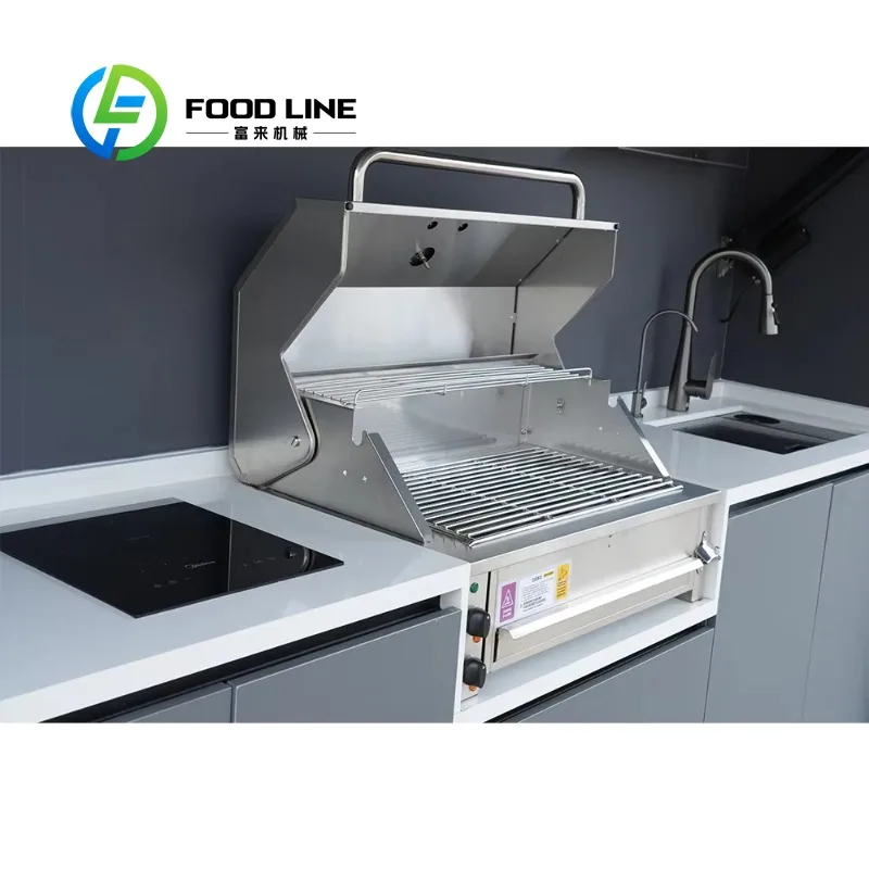 Mobile da Cucina Esterno Personalizzato in Acciaio Inossidabile Resistente alle Intemperie con Design a Isola per Barbecue in Giardino - immagine 6