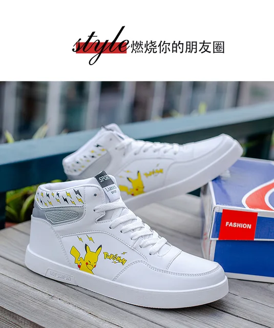 Pokemon Pikachu Men Sneakers Running Shoes Fashion Outdoor Breathable  Comfortable High Top Sneakers New Big Size Students Shoes - AliExpress
